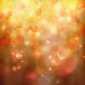 Abstract heart shaped bokeh background.