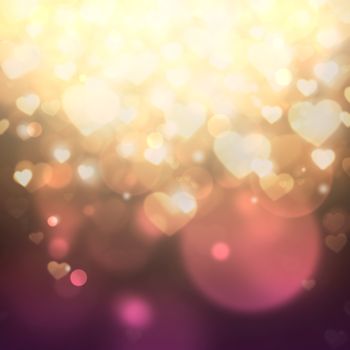 Abstract heart shaped bokeh background.