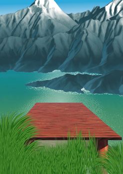Mountain Lake - Background Illustration