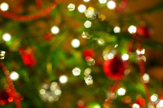 Abstract background. Blurred colorful circles bokeh of christmas lights 