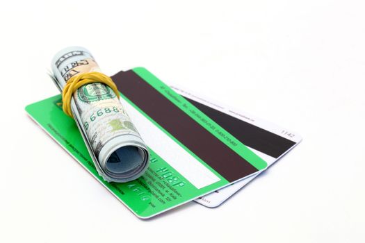 pack of dollar bills with card