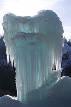 A natural ice formation that looks like an angel.
