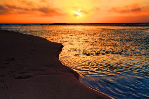 Intense summer sunrise at The Entrance North, Australia