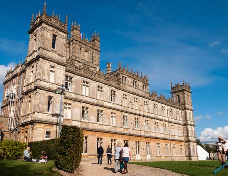 NEWBURY, UK - CIRCA OCTOBER 2011: Highclere Castle is the main setting for the ITV period drama Downton Abbey. Downton Abbey is broadcasted in more than 100 countries.