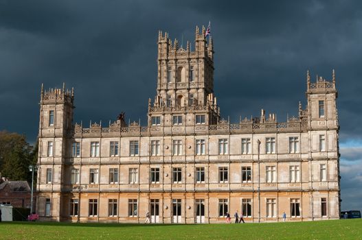 NEWBURY, UK - CIRCA OCTOBER 2011: Highclere Castle is the main setting for the ITV period drama Downton Abbey. Downton Abbey is broadcasted in more than 100 countries.
