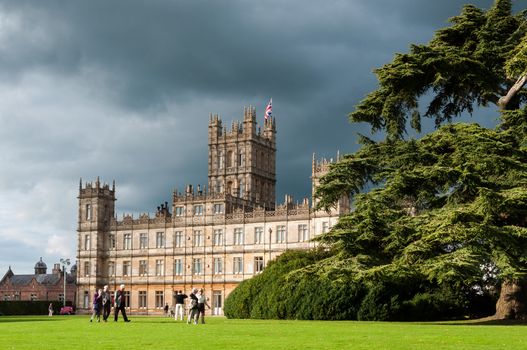 NEWBURY, UK - CIRCA OCTOBER 2011: Highclere Castle is the main setting for the ITV period drama Downton Abbey. Downton Abbey is broadcasted in more than 100 countries.