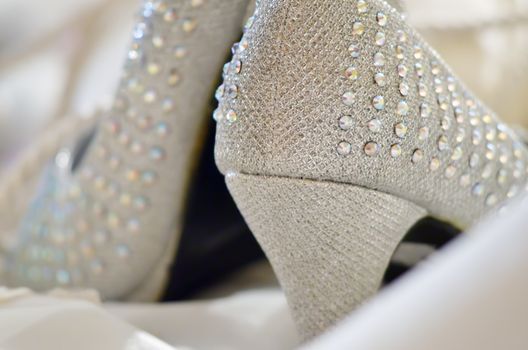 Beaded wedding shoes shot from behind