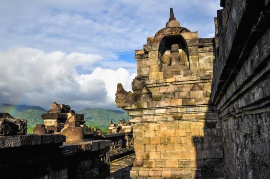 little rainbow Buddist temple Borobudur complex in Yogjakarta in Java, indonesia