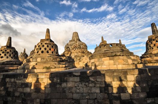 Buddist temple Borobudur Stupa complex in Yogjakarta in Java, indonesia