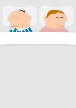 Illustration of a couple asleep in bed