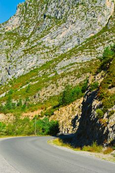 Winding Paved Road in the French Alps