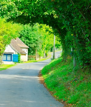 Winding Paved Road in the French Village