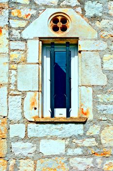 Window on the Facade of Old French House