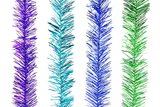 Glitter rainbow stripes decoration for Christmas, New Year, Thanksgiving and other important festival that include purple, aqua, blue and green color on white background.