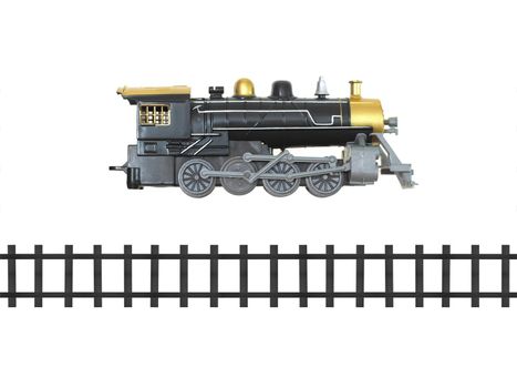 A toy train isolated against a white background