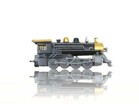 A toy train isolated against a white background