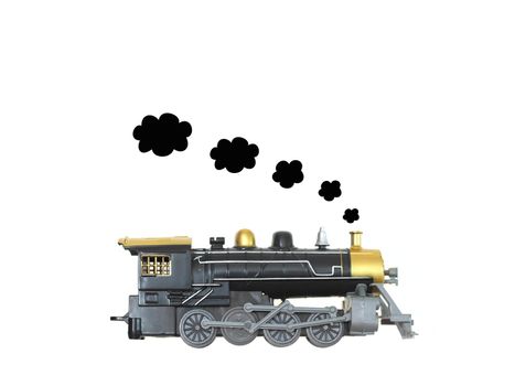 A toy train isolated against a white background