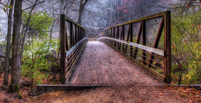 Creek and Bridge in HDR. Fall colors.