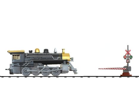 A toy train isolated against a white background