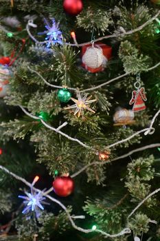 A close up shot of christmas treedecorations