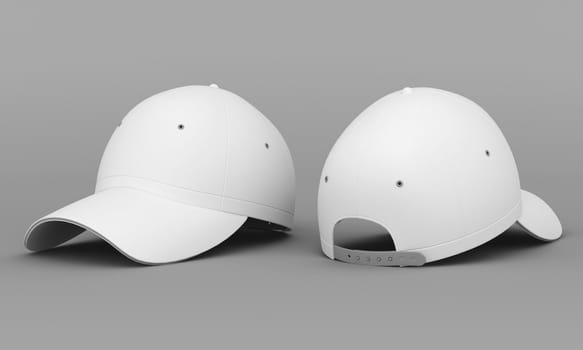White baseball cap on gray background
