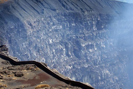 View over the crater edge, Volcano Masaya National Park, Nicaragua, Central America