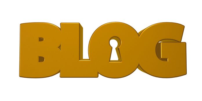 the word blog with keyhole - 3d illustration