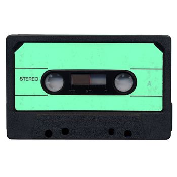 Magnetic tape cassette side A for audio music recording isolated over white background