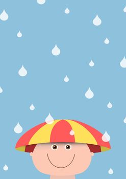 Illustration of a person in the rain being protected by an umbrella hat