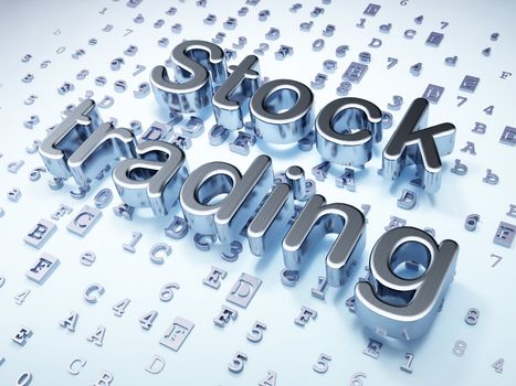 Finance concept: Silver Stock Trading on digital background, 3d render