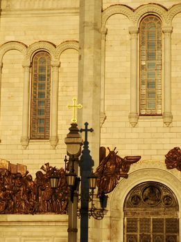 Detail of the wall, Cathedral of Christ the Saviour, Moscow, Russia