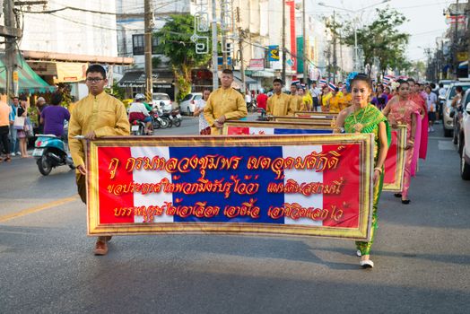 PHUKET, THAILAND - 07 FEB 2014: Phuket town residents take part in procession parade of annual old Phuket town festival. 
