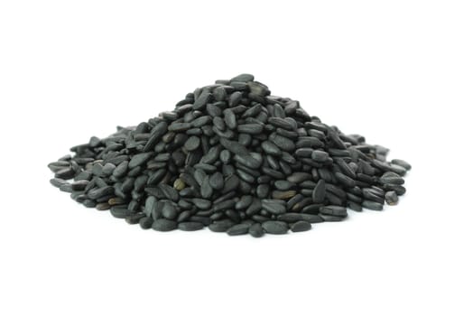 Heap of black sesame over white background