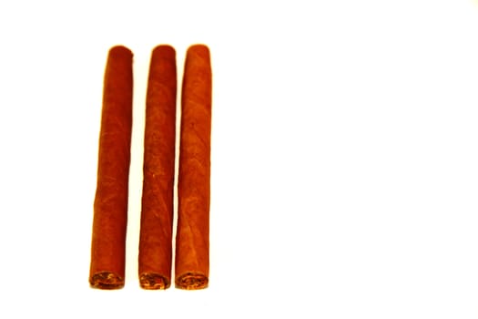 Natural cigarillo isolated on the white background