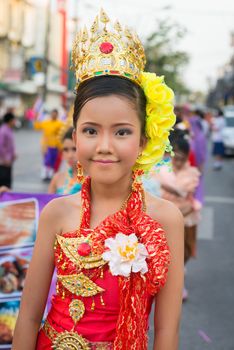 PHUKET, THAILAND - 07 FEB 2014: Beautiful girl takes part in procession parade of annual old Phuket town festival. 