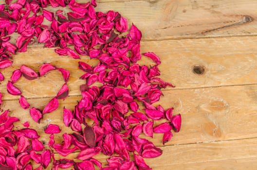Arrangement made of dried flower petals for Valentines