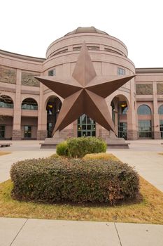 AUSTIN, TEXAS - FEBRUARY 3 2014: Front facade of the Bullock Texas State History Museum in Austin. This popular museum tells the Story of Texas and has been visited by more than 6 million people.