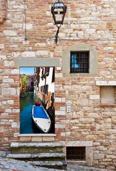 Surreal View of Canal  in Venice through the Window