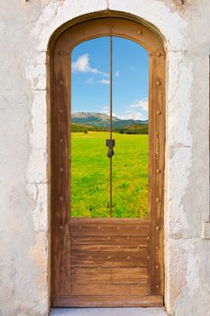 Surreal View of French Alps through the Door