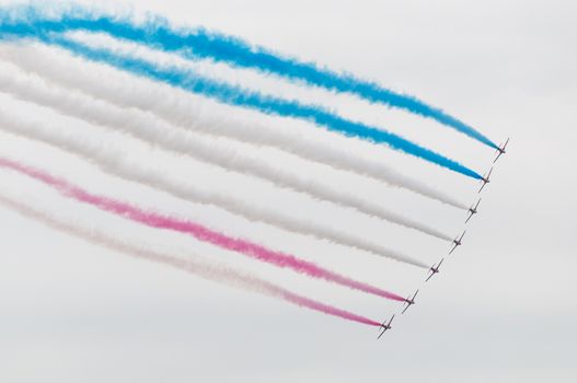 Flying demonstration of the Red Arrows