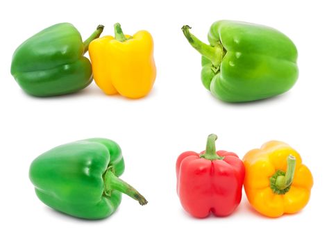 Collection of fresh bell peppers isolated on white background