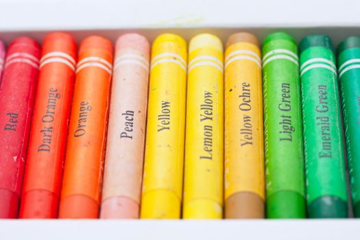 Close up photo of bright multicolored pastels