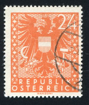 AUSTRIA - CIRCA 1920: stamp printed by Austria, shows ornament and eagle, circa 1920