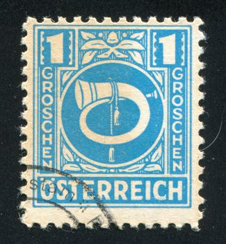 AUSTRIA - CIRCA 1945: stamp printed by Austria, shows ornament and horn, circa 1945