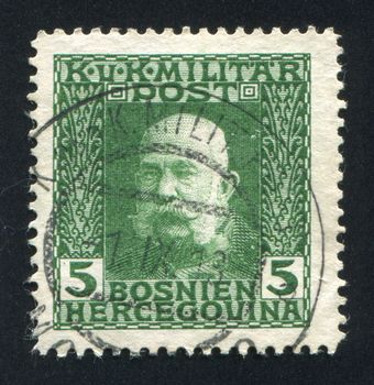 AUSTRIA - CIRCA 1908: stamp printed by Austria, shows Franz Josef, circa 1908