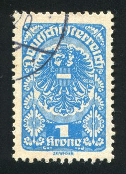 AUSTRIA - CIRCA 1920: stamp printed by Austria, shows ornament and eagle, circa 1920