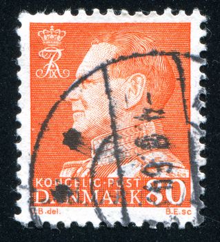 DENMARK - CIRCA 1961: stamp printed by Denmark, shows King Frederik, circa 1961