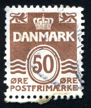 DENMARK - CIRCA 1961: stamp printed by Denmark, shows three wavy and symbol, circa 1961
