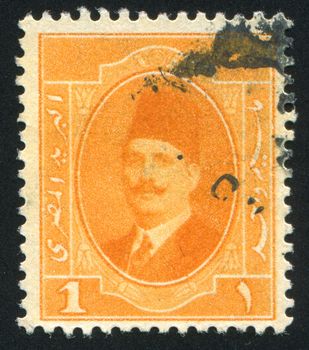 EGYPT - CIRCA 1923: stamp printed by Egypt, shows King Fuad, circa 1923.