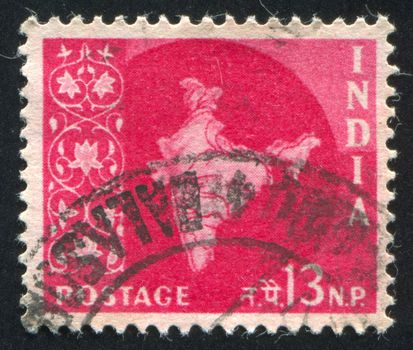 INDIA - CIRCA 1957: stamp printed by India, shows map of India, circa 1957